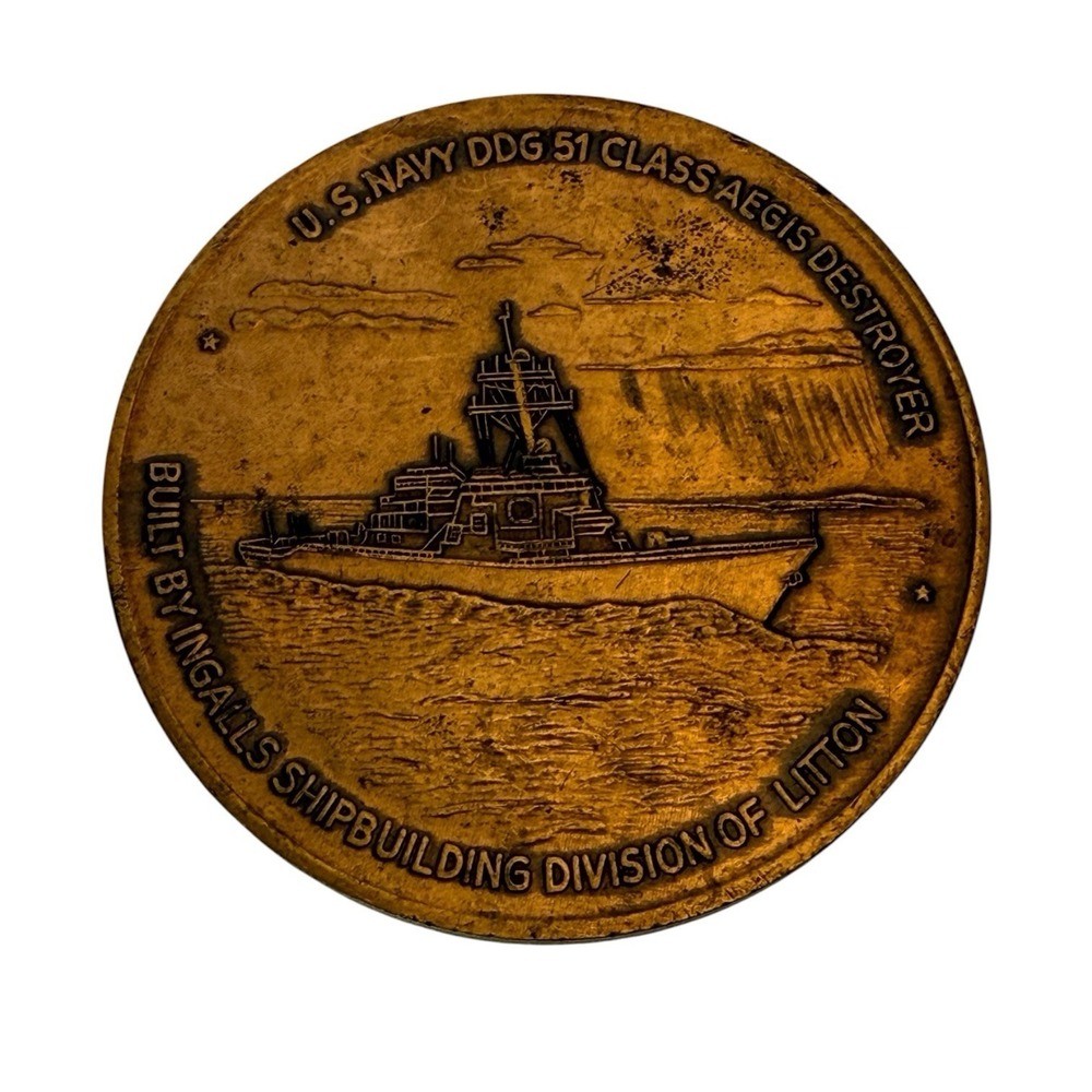 U.S. Navy DDG 51 Class Aegis Destroyer Milius DDG 69 3" Challenge Coin Heavy